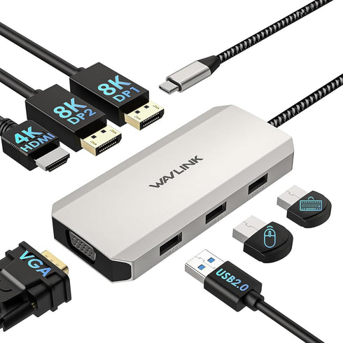 WAVLINK USB C Docking Station Dual DP Monitor, Displayport Docking Station with Dual
