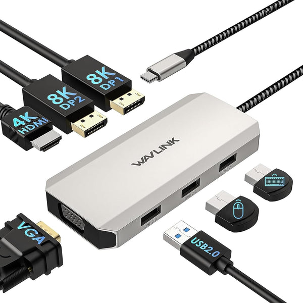 WAVLINK USB C Docking Station Dual DP Monitor, Displayport Docking Station with Dual