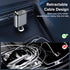 Retractable Car Charger, 60W Fast Charge with 1x Retractable Cable, 1x Type-C Cable, 2X USB Ports for iPhone Galaxy