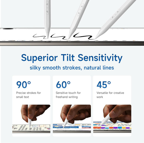HOU Pencil USB-C for Apple, Quick Undo & Erase Keys, Hidden USB-C Charging Port, Stylus Pen for iPad 2018-2024