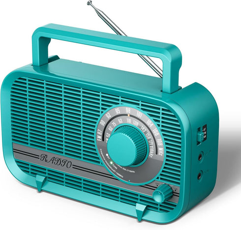 Radio with Bluetooth, Portable AM FM Radio, Best Reception Vintage Retro Radio, Plug in Wall and Play or AA Battery