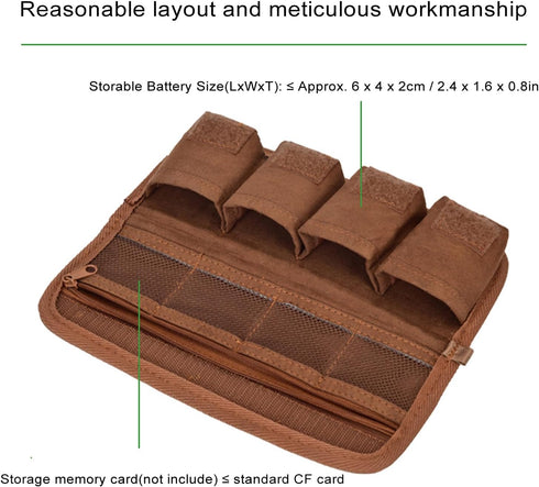 8 E10/E17/E6N, FW50/FZ100, EL25/EL15, W235 Pockets Mirrorless Camera Battery and SD Card Holder Pouch, Water Resilient