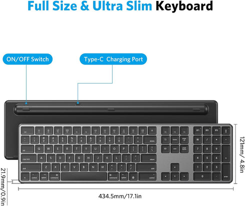 OMOTON Bluetooth Keyboard for Mac, Wireless with Numeric Keypad, Multi-Device, Rechargeable, Compatible with MacBook