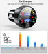 KEWIG Car Charger, 36W Fast Car Charger Adapter, Dual USB Car Charger Fast Charge with Colorful Voltmeter & ON/Off Switch