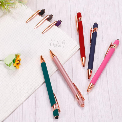 PATIKIL Ballpoint Pen with Stylus Tip, 12 Pack 2 in 1 Metal Pen, Black Ink 1.0mm Medium Point