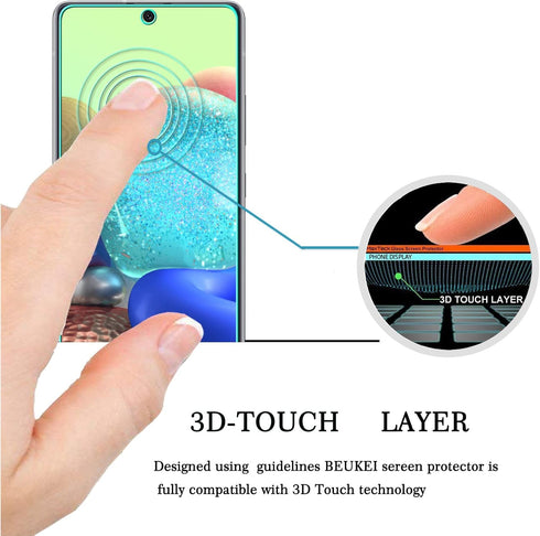 beukei (4 Pack) Compatible for Samsung Galaxy A71 (4G/5G) / A72 (4G/5G) / A73 (5G) Screen Protector Tempered Glass, (6.7 inch) Touch Sensitive,Case Friendly, 9H Hardness