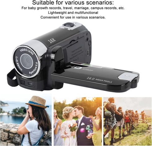 JAOCDOEN 4K 48MP 2.7in 16x Vlogging Camera DV Camera TFT Rotatable Screen Digital Zoom Video Camera with USB Cable
