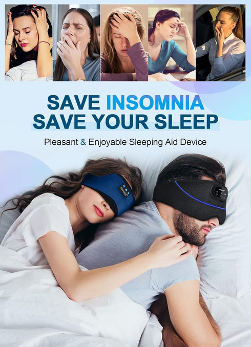TOPOINT Sleep Headphones, Bluetooth Sleep Mask with Headphones, Aid Sleep Light Blackout Eye Mask for Side Sleepers