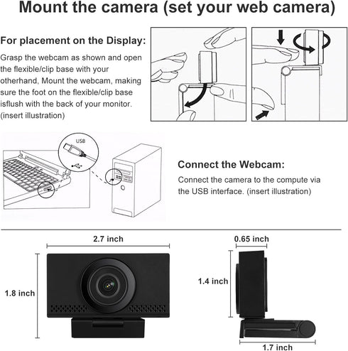 MEGREZ 4K Webcam with Microphone, AutoFocus HD USB C Web Camera with Privacy Cover, Plug & Play Streaming Webcam
