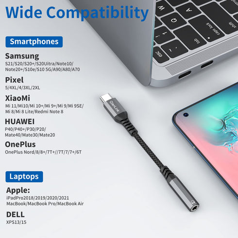 USB Type C to 3.5mm Female Headphone Jack Adapter, (3-Pack) USB C to Aux Audio Dongle for iPhone 15 Plus, Samsung Galaxy