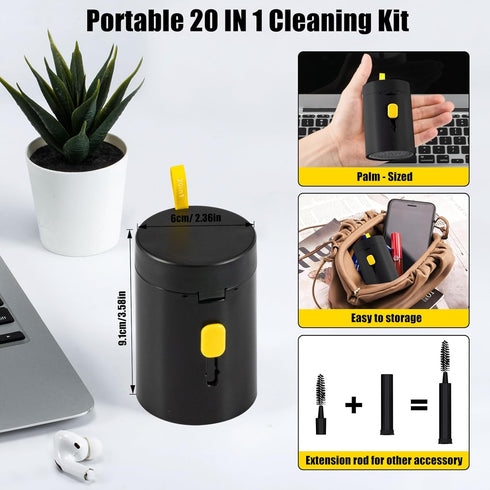 Computer Keyboard Cleaner Kit, Laptop Screen Cleaning Spray for iPhone, AirPods, Cell Phone, MacBook, iPad Pro, 20-in-1