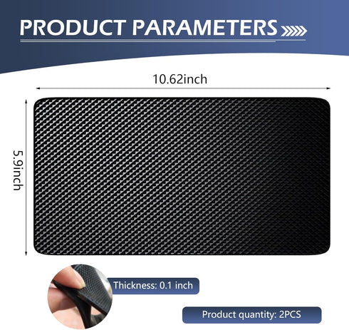 lekiliky 2PCS Car Dashboard Anti-Slip Mat, PU Scratch-Resistant & Weather Resistance Vehicle Console Storage Pad