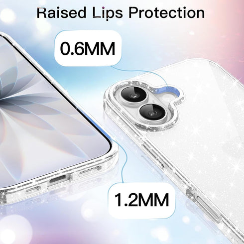 JETech 17 6.3-Inch, Glitter Case for iPhone Bling Sparkle Shockproof Phone Bumper Cover, Cute Sparkly for Women