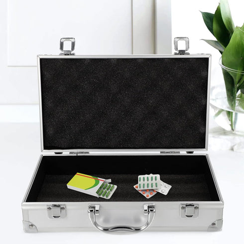 Toyvian Aluminum Briefcase Hard Case, DIY Customizable Foam Insert for Test Instruments, Cameras, and Tools