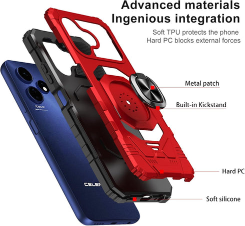 Ailiber Case for Celero 3 5G Plus, Boost Mobile Celero+ 2024 with Tempered Glass Screen Protector, Heavy Duty Shockproof