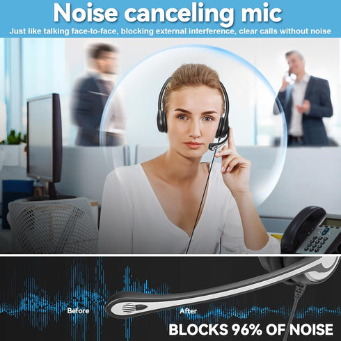 Headset Headset 2.5mm Wantek Phone with Microphone Noise Cancelling,Telephone Jack Compatible with Panasonic AT&T