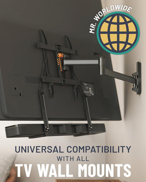 ECHOGEAR Sound Bar Mounting Bracket for Under TV, Adjustable Height & Depth, Compatible with LG, Vizio, Bose