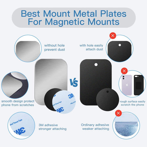 OWLKELA Mount Metal Plate for Phone Magnet Car Mount Holder with Adhesive, Universal Replacement Sticker - 10 Pack