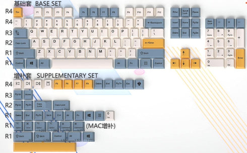 YMDK 145 Apricot Yellow Dye-Sub Mac Keycaps, Thick PBT Cherry Profile Key Caps for TKL 61 64 68 75 87 96 104 108 GMMK MX