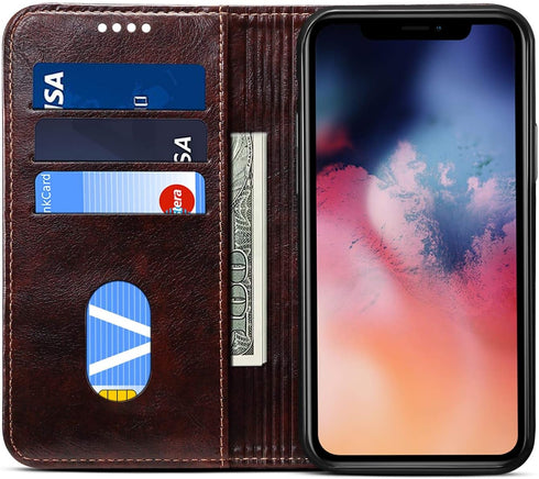 SINIANL Leather Case Wallet Folio for iPhone 11 Pro Max, Magnetic Closure with Stand and ID Holder, Credit Card Slots -