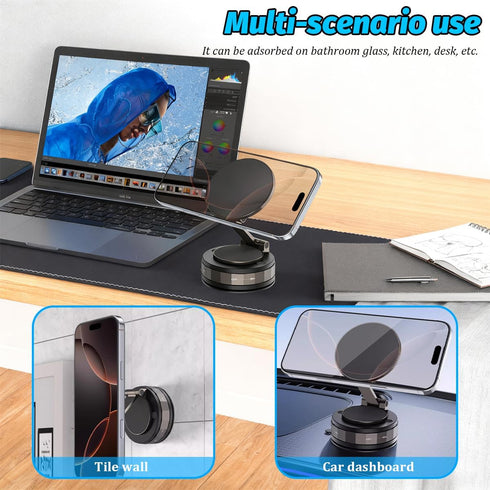 TNAIYH 360 Vacuum Magnetic Car Phone Holder, Adjustable Vehicle Dashboard Cell Phone Mount with Suction Cup, Foldable