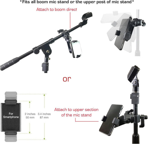 Accessory Basics w/360 3.75 inches AccessoryBasics Music Boom Mic Microphone Stand Smartphone Mount Swivel Adjust