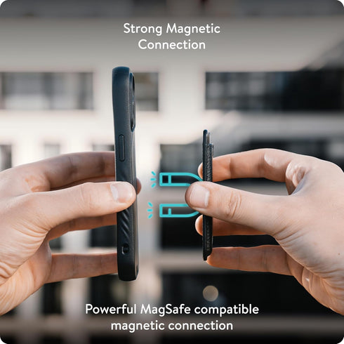 Mous MagSafe Compatible Wallet Card Holder for iPhone 15, 14, 13, and 12 Models - Black Leather Accessory