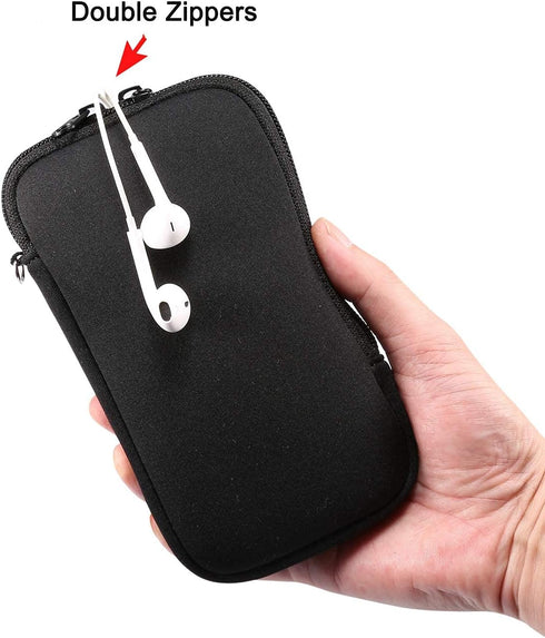 Neoprene Phone Sleeve Case Zipper Pouch for Galaxy S25 Ultra, S24 Ultra, S23 Ultra, iPhone 16, 15, 14, 13 Pro Max,