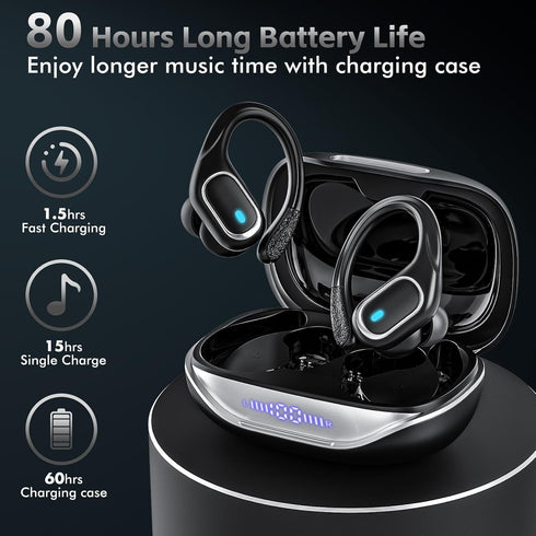 Wireless Earbuds Bluetooth Headphones, 80Hrs Playtime with IPX7 Waterproof Sports Earphones and Wireless Charging Case
