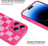 ZIYE Hot Pink Grids Plaid Checkerboard Case for iPhone 14 Pro, Soft TPU Silicone Rubber Protective Cover