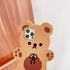 Yatchen Bear Case for iPhone 13 Pro Max, Kawaii 3D Cartoon Teddy Bear Soft Silicone Shockproof Cover with Keychain