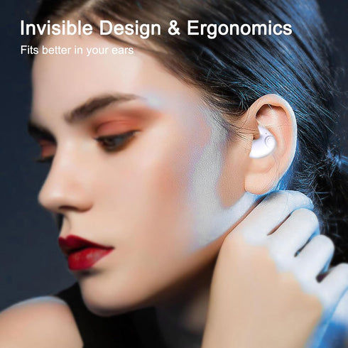 Invisible Sleep Wireless Earphone, Type-C Fast Charging Case, Sleeping Earbuds for Side Sleepers (White)
