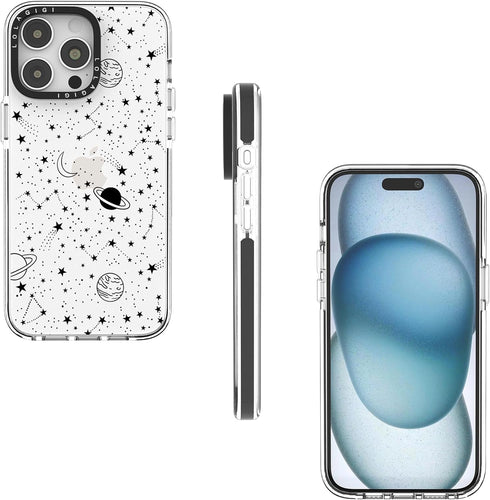 Cute Stars Cosmic Asteroid Moon Print Case for iPhone 14 Plus, Kawaii Design Girly Aesthetic Cartoon Pattern, Soft TPU,