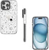 Cute Stars Cosmic Asteroid Moon Print Case for iPhone 14 Plus, Kawaii Design Girly Aesthetic Cartoon Pattern, Soft TPU,