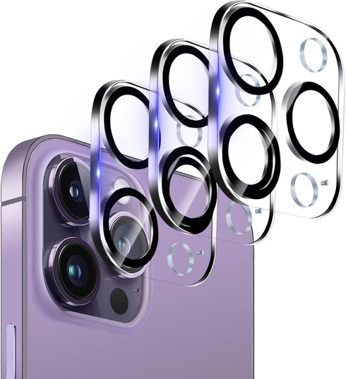 Dengduoduo 3 Pack Tempered Glass Camera Lens Protector for iPhone 14 Pro & Pro Max, Ultra HD, 9H Hardness, Easy Install.