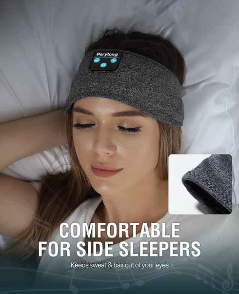 Perytong New Sleep Headphones Bluetooth Headband, Wireless Soft Headphones for Side Sleepers, Running, Travel