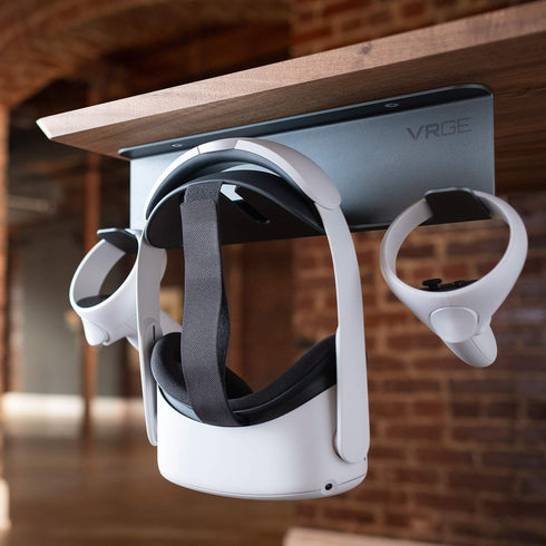 VRGE VR Stand Under Desk Storage Hook Organizer for Meta Oculus Quest 3/2, PS5 VR2, Valve Index Headsets