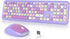 Typewriter Wireless Keyboard and Mouse Combo, 2.4G Office 104 Keys Retro Punk Keyboard, Cute Purple Silent Keyboard