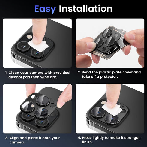 Tensea Camera Lens Protector for iPhone 15 Pro/iPhone 15 Pro Max, Metal Aluminum Alloy Tempered Glass Cover, Case