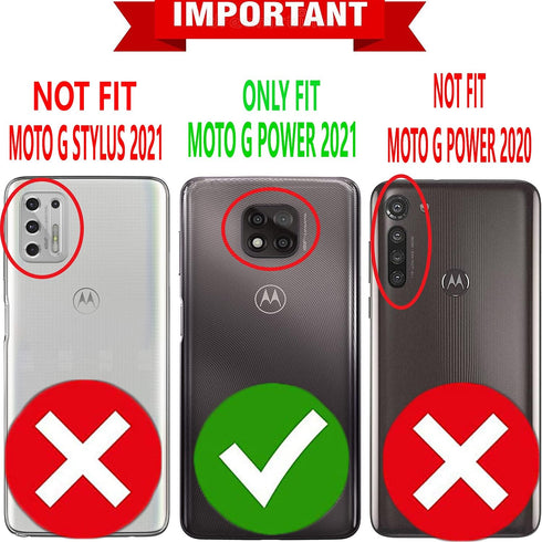 STARSHOP Compatible with Moto G Power 2021 Phone Case, with Tempered Glass Screen Protector, PU Leather Wallet,