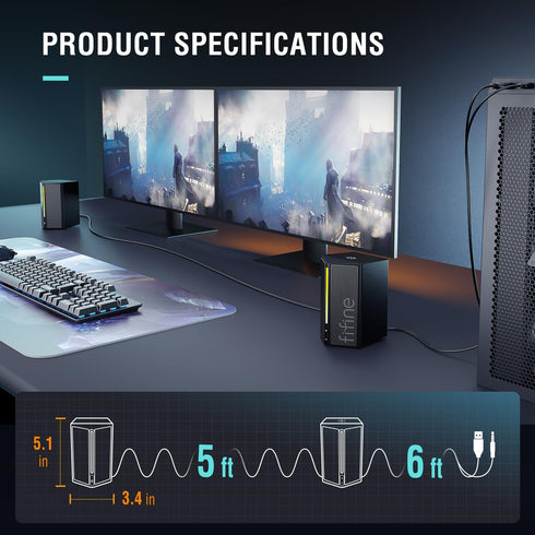 FIFINE Computer Speakers, Desktop PC Speakers with Volume Control, RGB Wired Gaming Speakers for Laptop & Tablet