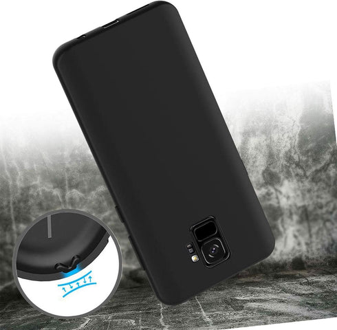 Ultra-Thin Black Soft Silicone TPU Phone Case + 2 Screen Protector for LG K31 Rebel (5.70") - Shock-Absorption Cover