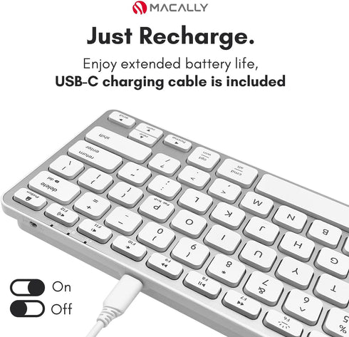 Macally Backlit Bluetooth Keyboard, Small Wireless Keyboard for MacBook Pro/Air, iMac