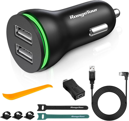 Dash Camera Car Charger, Dual USB Ports Mini/Micro USB Interfaces, Universal Car Adapter Power Cord 4m/13.12ft