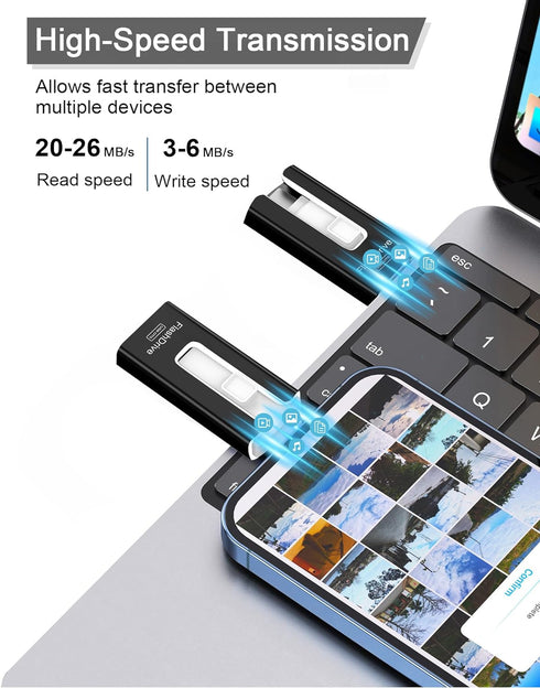 USB Flash Drive 512GB, External Data Storage Thumb Drive Compatible with Phone, Pad, Android, PC (Black)