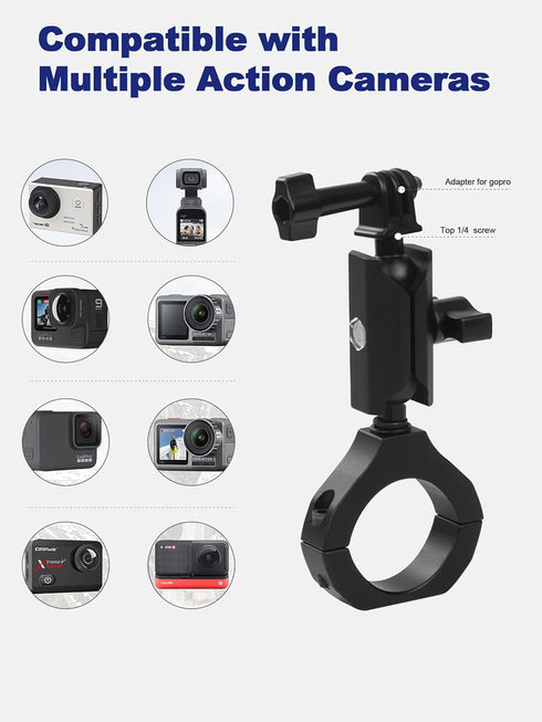 UTV Camera Mount for 1.75"-2" Roll Bars, Compatible with GoPro, Mevo Start, Easy Install Action Camera Accessories