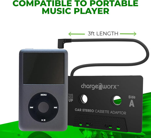 Car Cassette Adapter, Connect Smartphones and Laptops to Tape Decks, Stream Music via Car Speakers