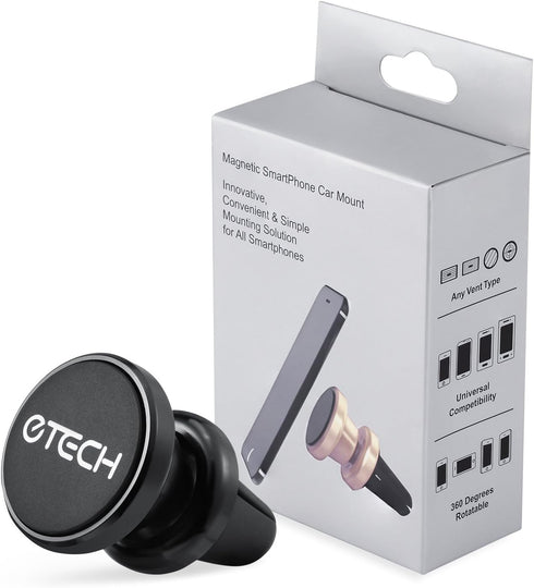 Magnetic Phone Car Mount Holder, eTECH Universal Air Vent (Black)