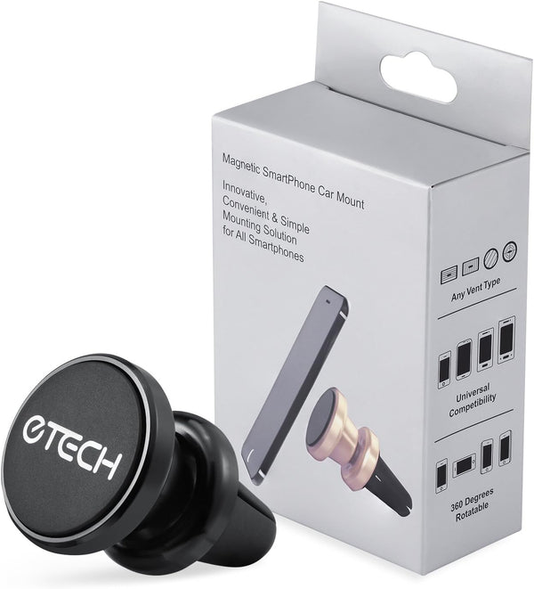 Magnetic Phone Car Mount Holder, eTECH Universal Air Vent (Black)