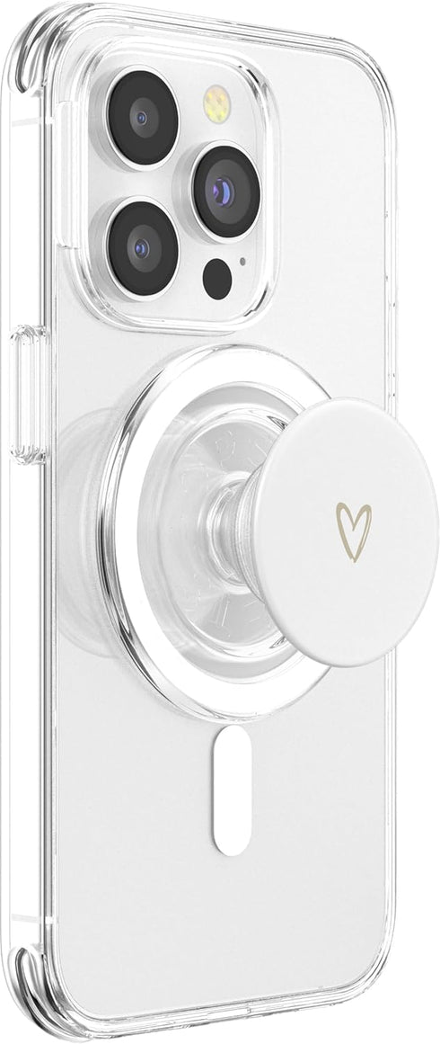 Minimalist Gifts & Designs for Girls Beige White Minimalist Heart PopSockets PopGrip for MagSafe